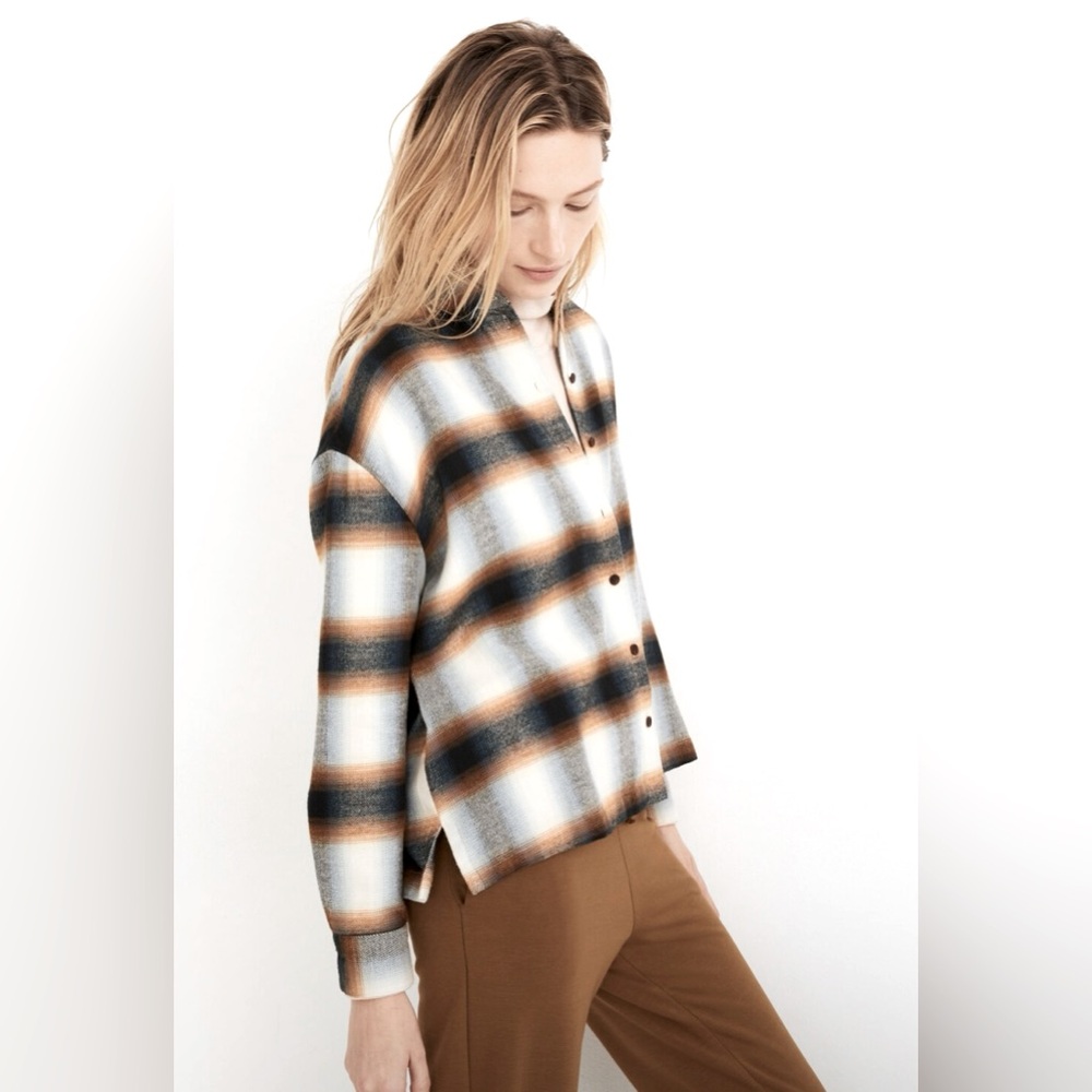 Madewell Size L Flannel Westlake Shirt in Allen Plaid in Haze Plaid Wispy Cloud
